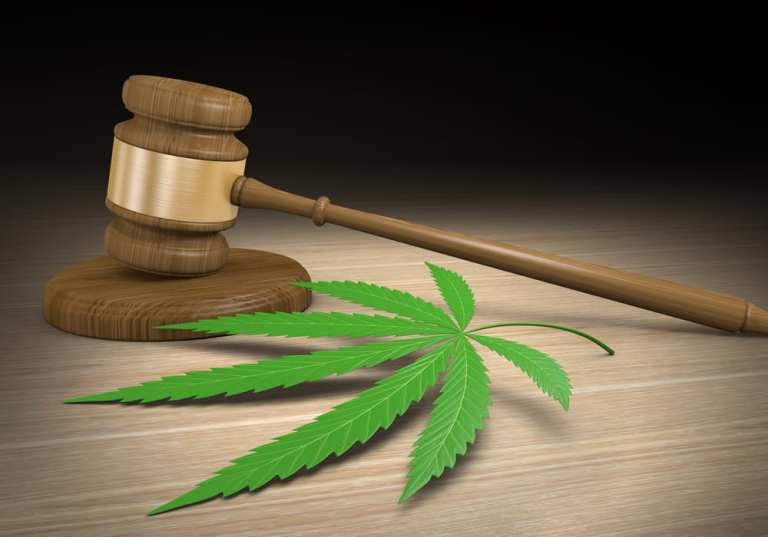 marijuana leaf, gavel