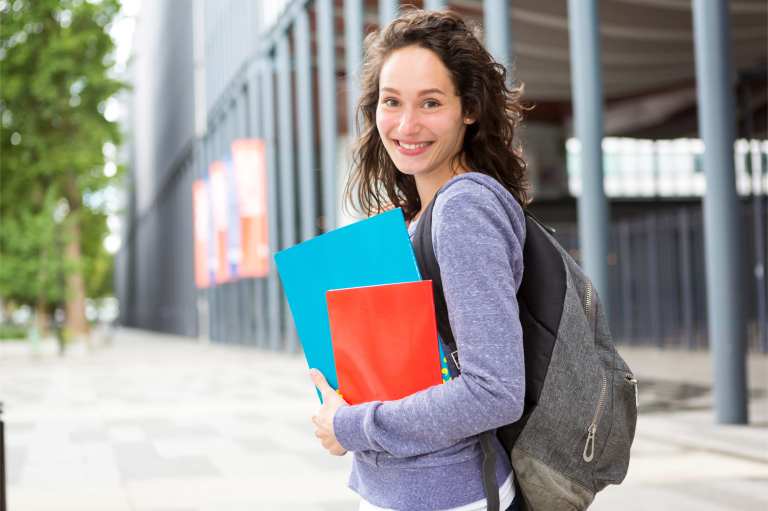 student on campus