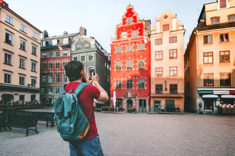 adventure travel young man city