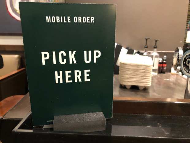 mobile order pick up here sign