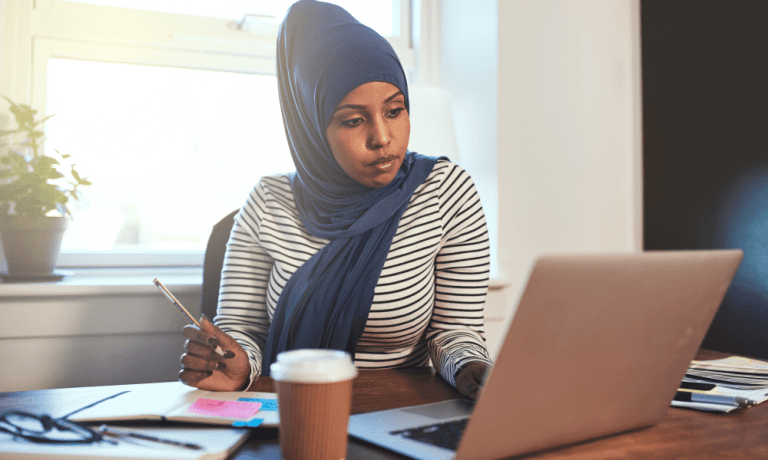 businesswoman at laptop