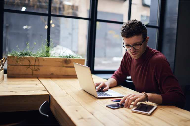 freelancer at laptop