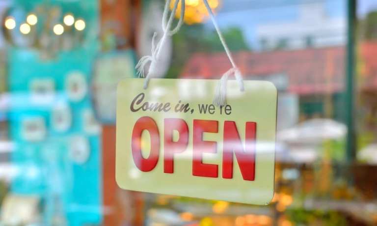 open sign store window