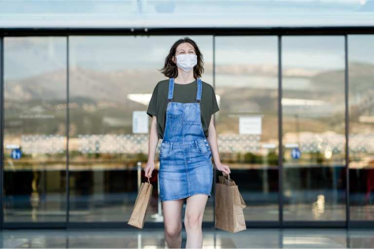 shopper in face mask