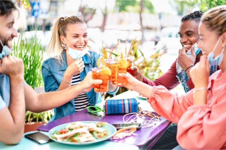 people dining out