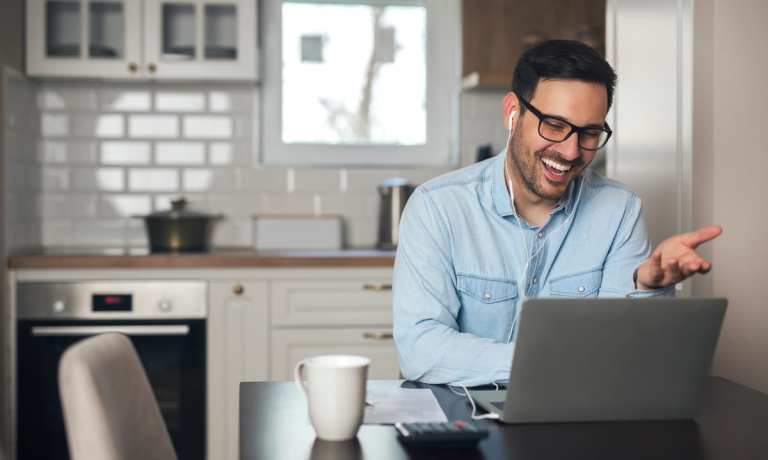 man working from home