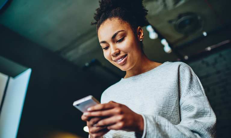 woman with smartphone