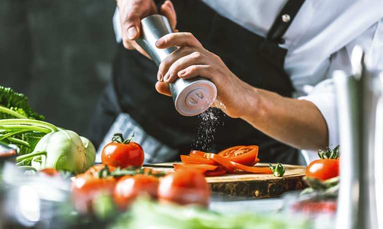 chef making salad