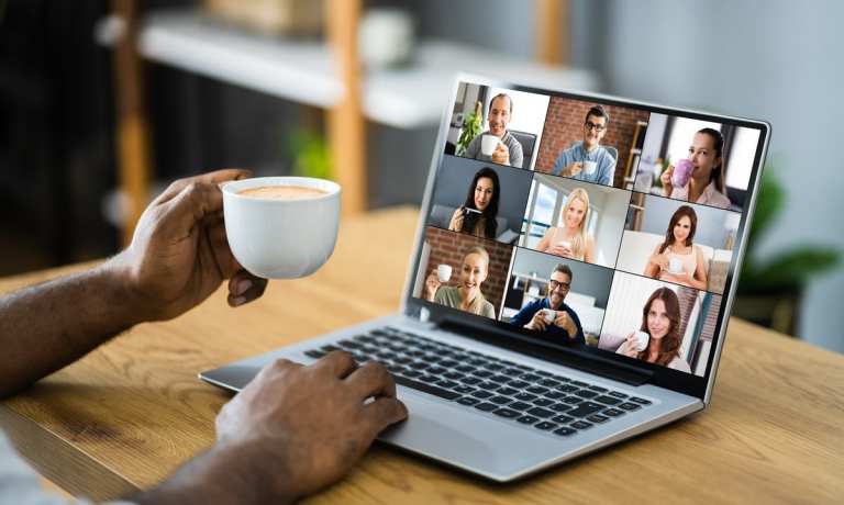 remote workers sharing coffee break