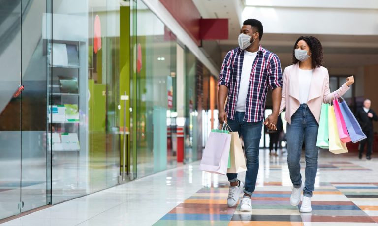 couple shopping in mall