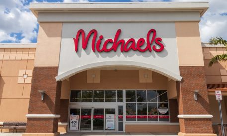 Front entrance to a Michael's craft store. Michael's is a