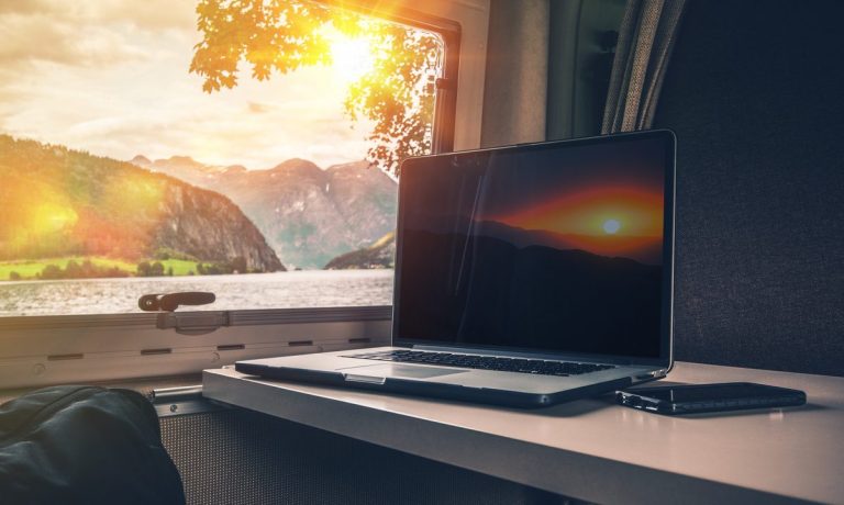 laptop inside RV