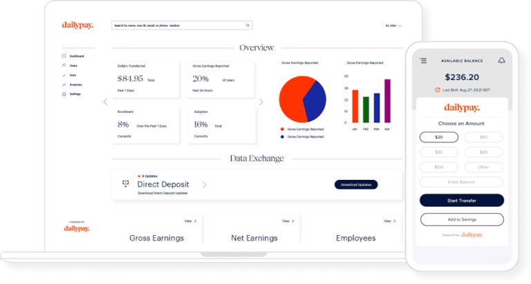DailyPay digital wallet, payday, real-time