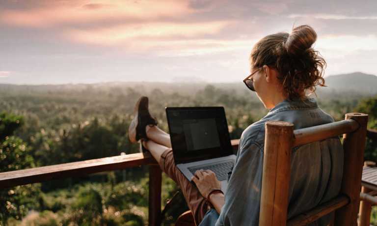 woman working remotely