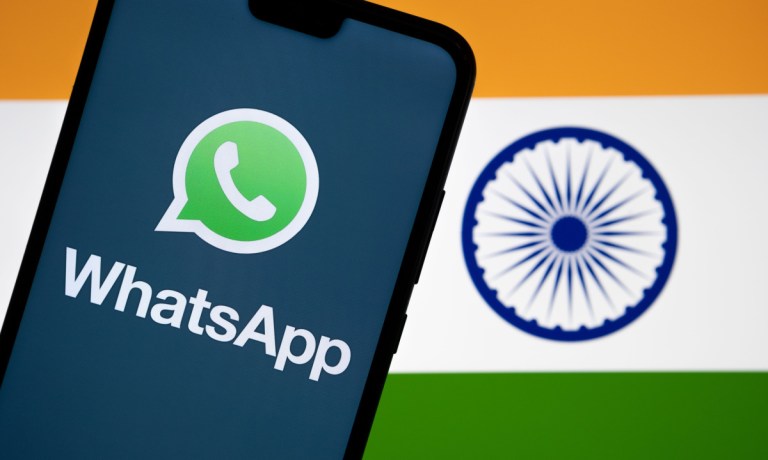 WhatsApp app with India flag