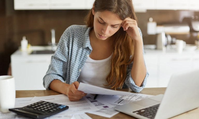 woman paying bills