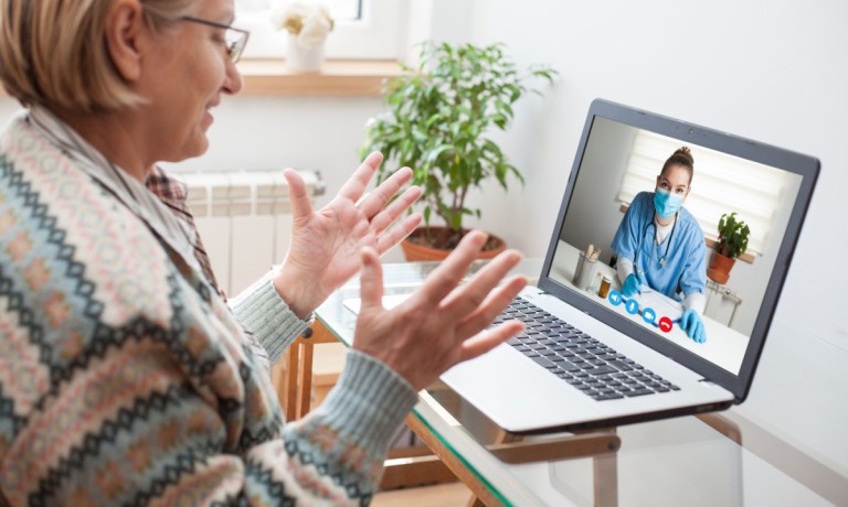 woman using Telehealth