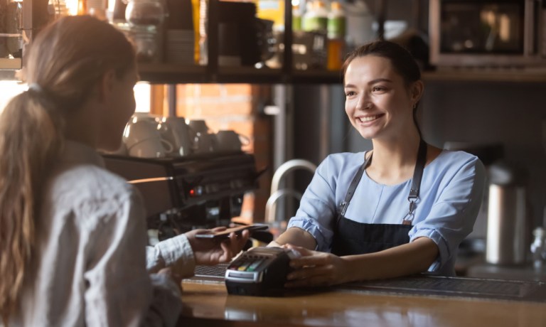 woman paying with digital wallet