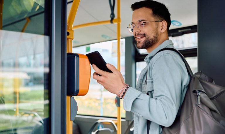 man using mobile wallet