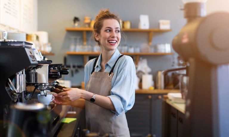 woman working at coffee shop