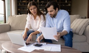 couple looking at finances