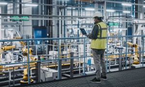 industrial worker with laptop