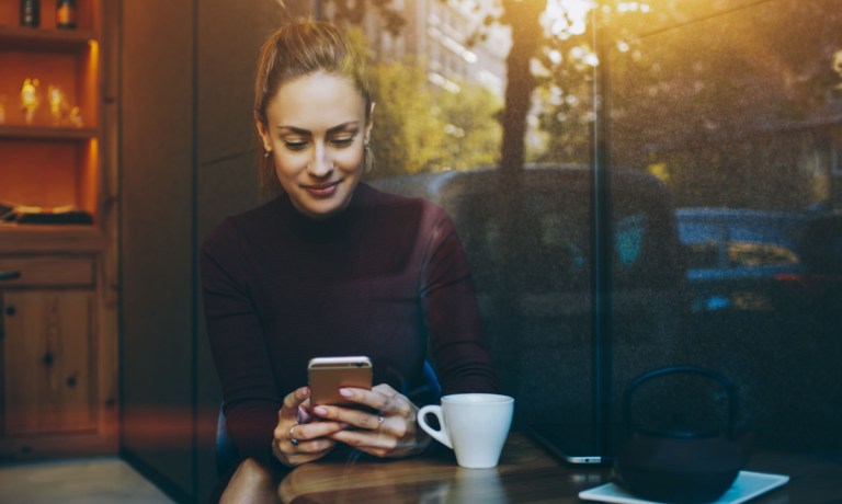 woman with smartphone