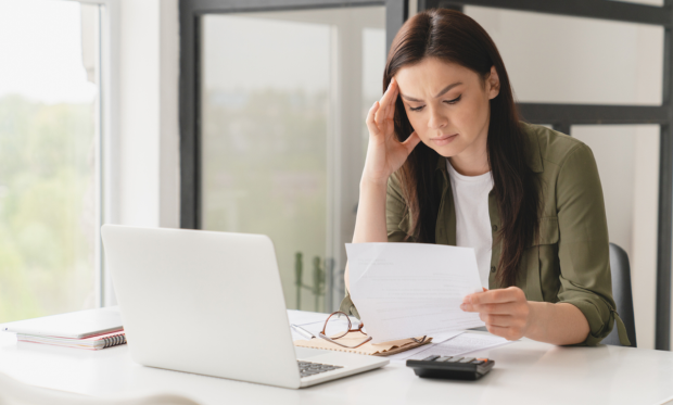 woman frustrated with bill