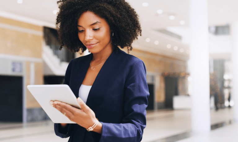 young woman with tablet