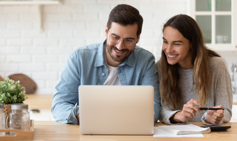 couple looking at finances