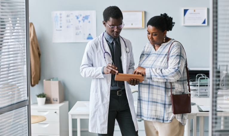 woman with doctor