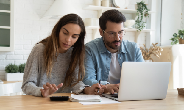 couple paying bills