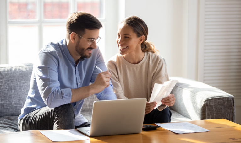 couple looking at finances