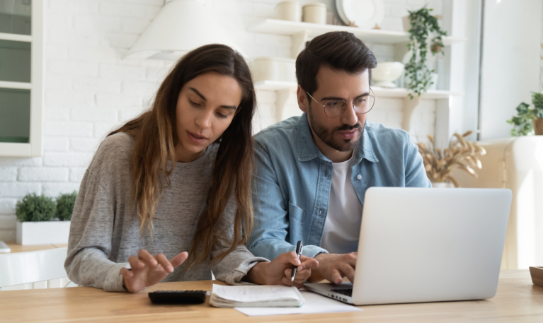 couple looking at finances