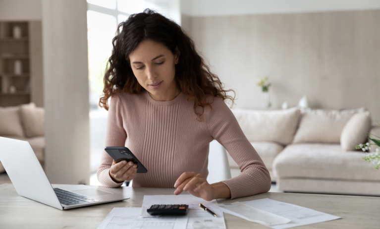 woman paying bills