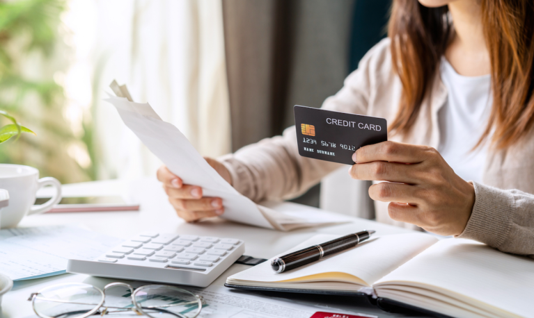 woman paying credit card bill