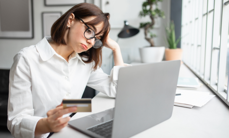 woman trying to shop online