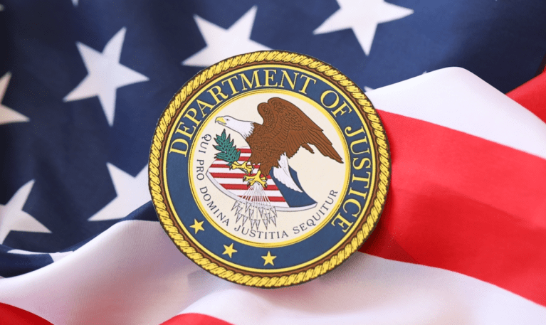 Department of Justice symbol on US flag