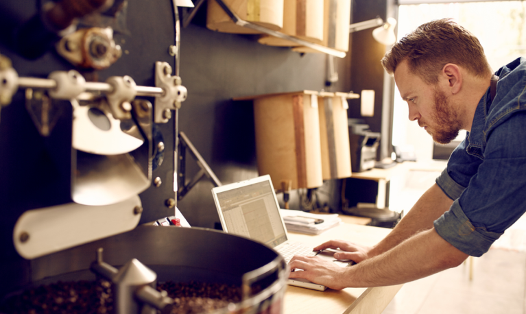 business owner on laptop